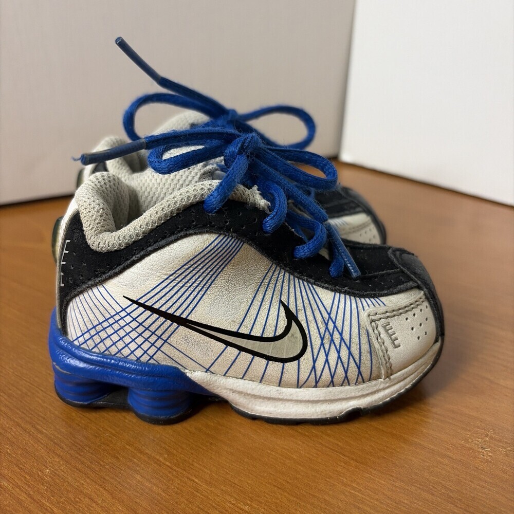 Nike Shox Toddler Walking Shoes Size 4C White/Blue/Black